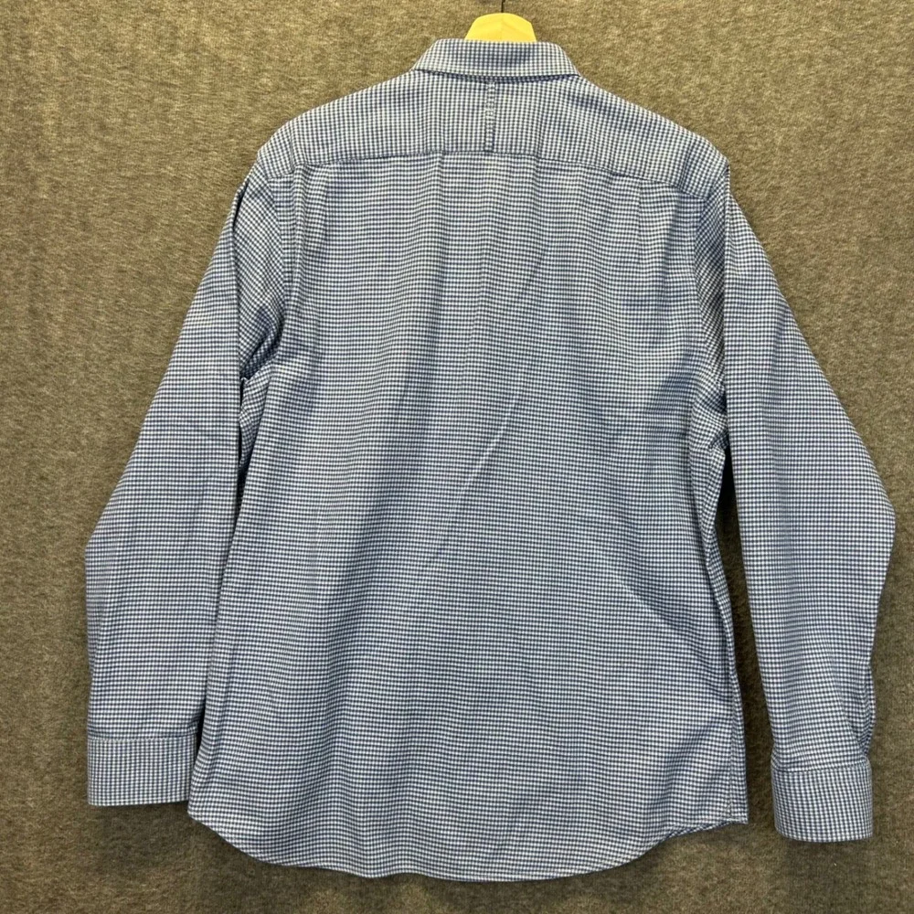 Banana Republic Mens Luxe Flannel Slim Fit Shirt Blue White Gingham Large‎ L